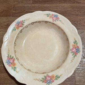 Homer Laughlin Cream and Pink Floral Dinnerware Bowl